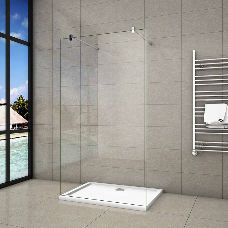 Walk In Shower Enclosures Wet Room 2 Support Bars Glass Screen Panel